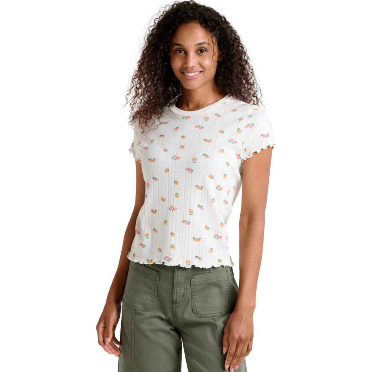 Toad&Co Toad&Co Foothill Pointelle Baby T-Shirt - Women's Salt Nasturtium Print, XS