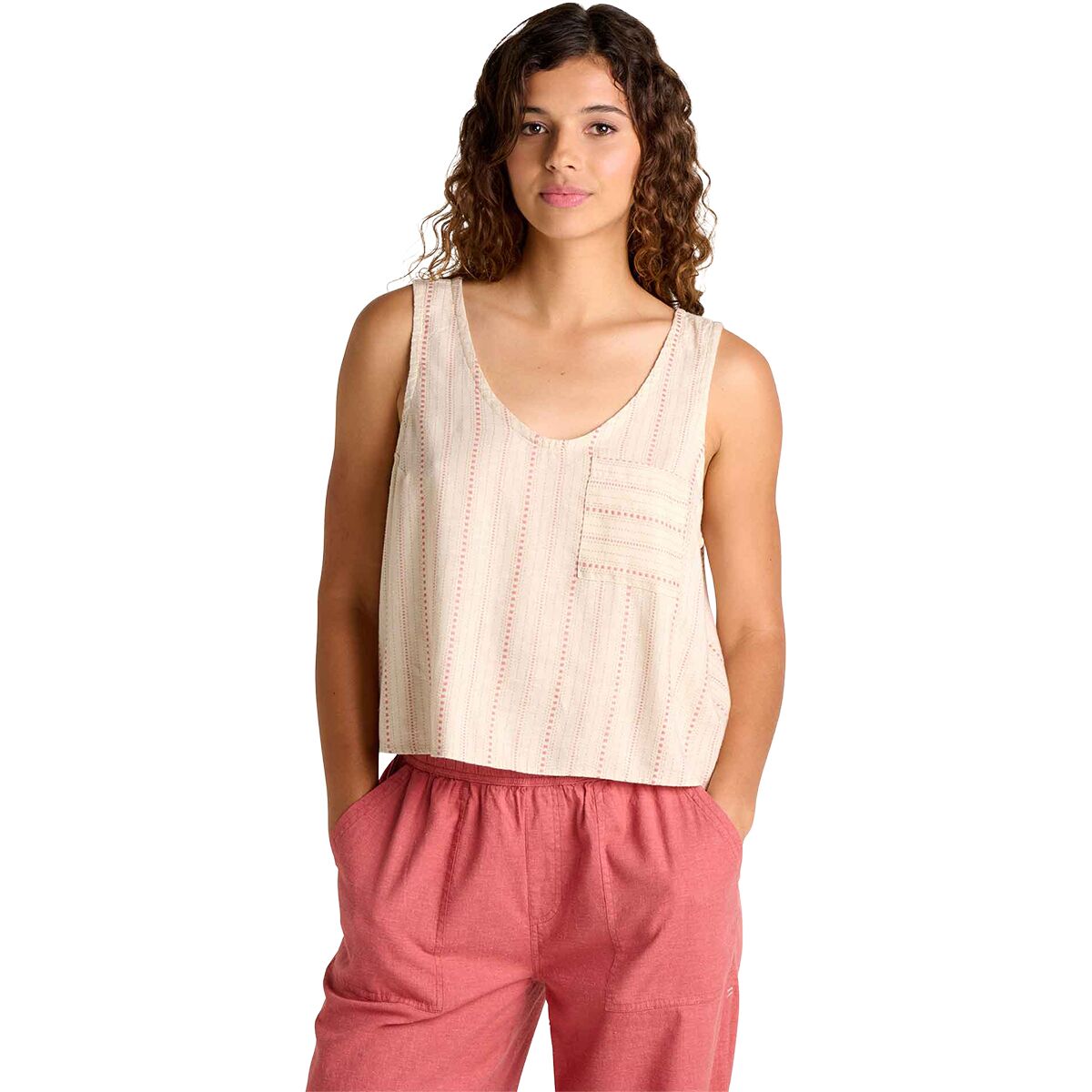 Image of Toad&Co Taj Hemp Button Back Tank Top II - Women's London Fog Dobby, L