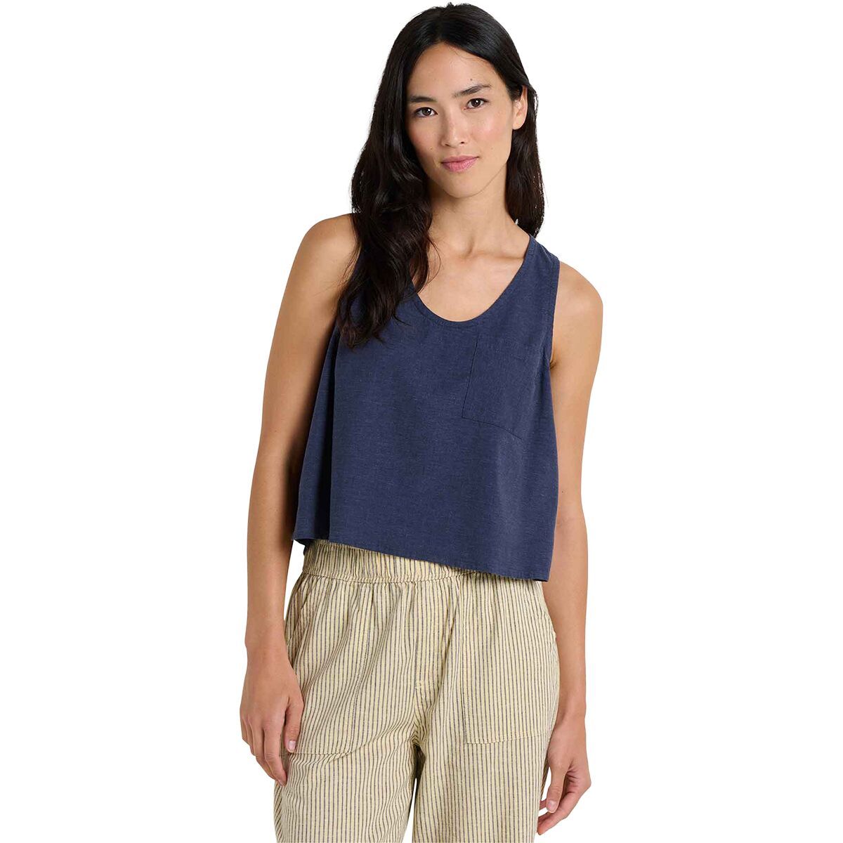 Image of Toad&Co Taj Hemp Button Back Tank Top II - Women's True Navy, L