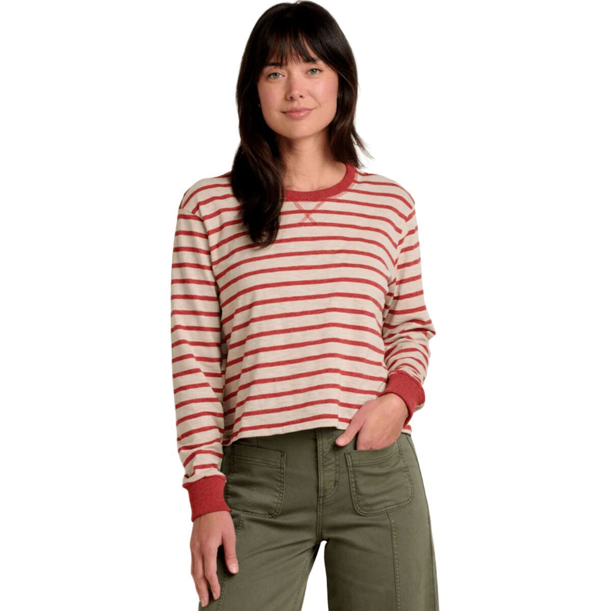 Image of Toad&Co Boundless Jersey Long-Sleeve T-Shirt - Women's Campfire Stripe, XL