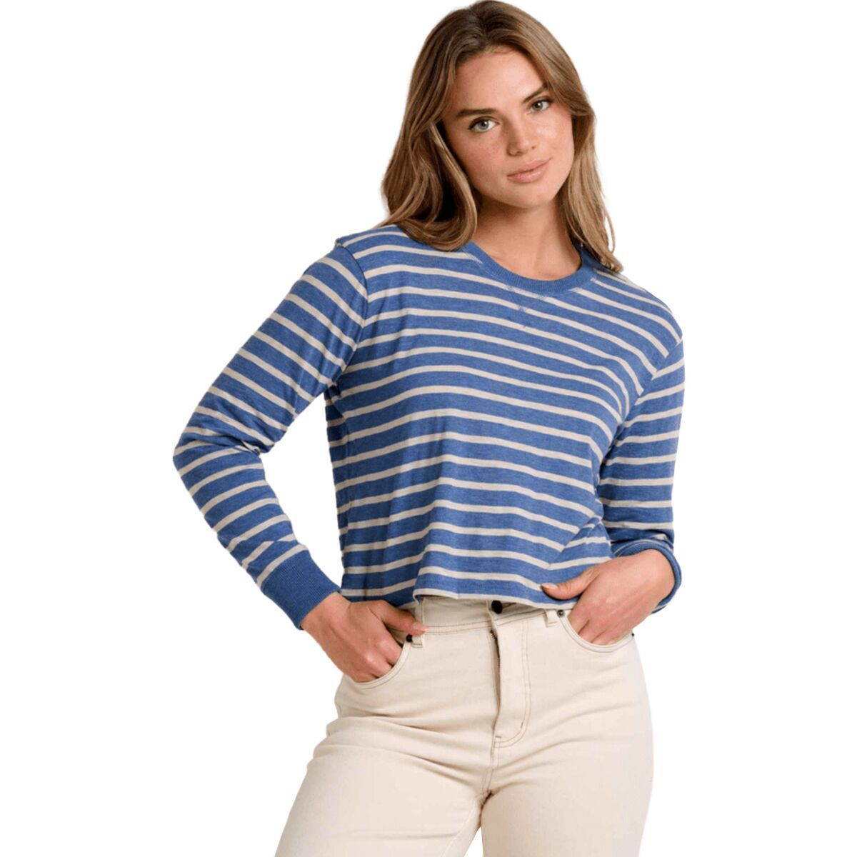 Image of Toad&Co Boundless Jersey Long-Sleeve T-Shirt - Women's Kyanite Stripe, M