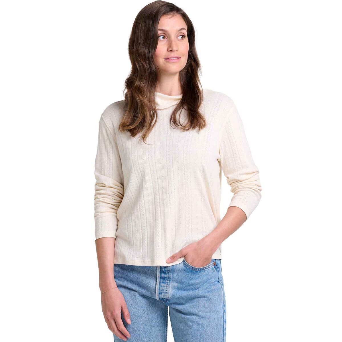 Image of Toad&Co Foothill Pointelle Long-Sleeve T-Neck Shirt - Women's Salt, XL