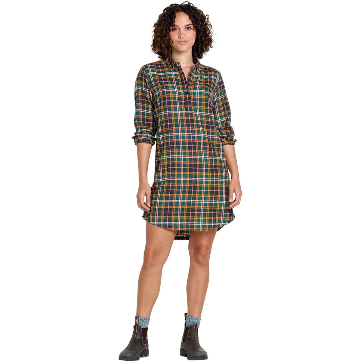 Toad&Co Toad&Co Re-Form Popover Long-Sleeve Dress - Women's Wild Ginger Lg Plaid, XS