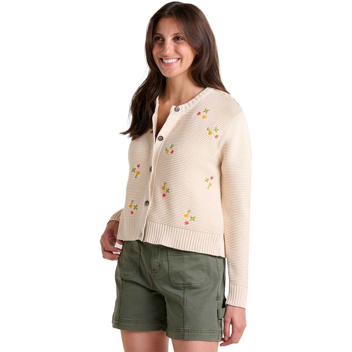 Toad&Co Toad&Co Bianca Crew Embroidered Cardigan - Women's Natural Embroidery, S