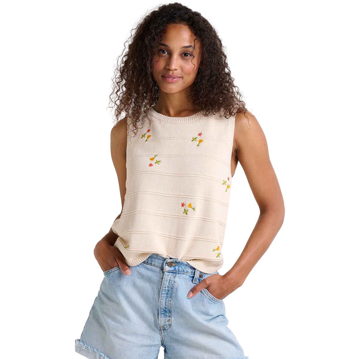 Toad&Co Bianca Crew Embroidered Tank - Women's Natural Embroidery, L