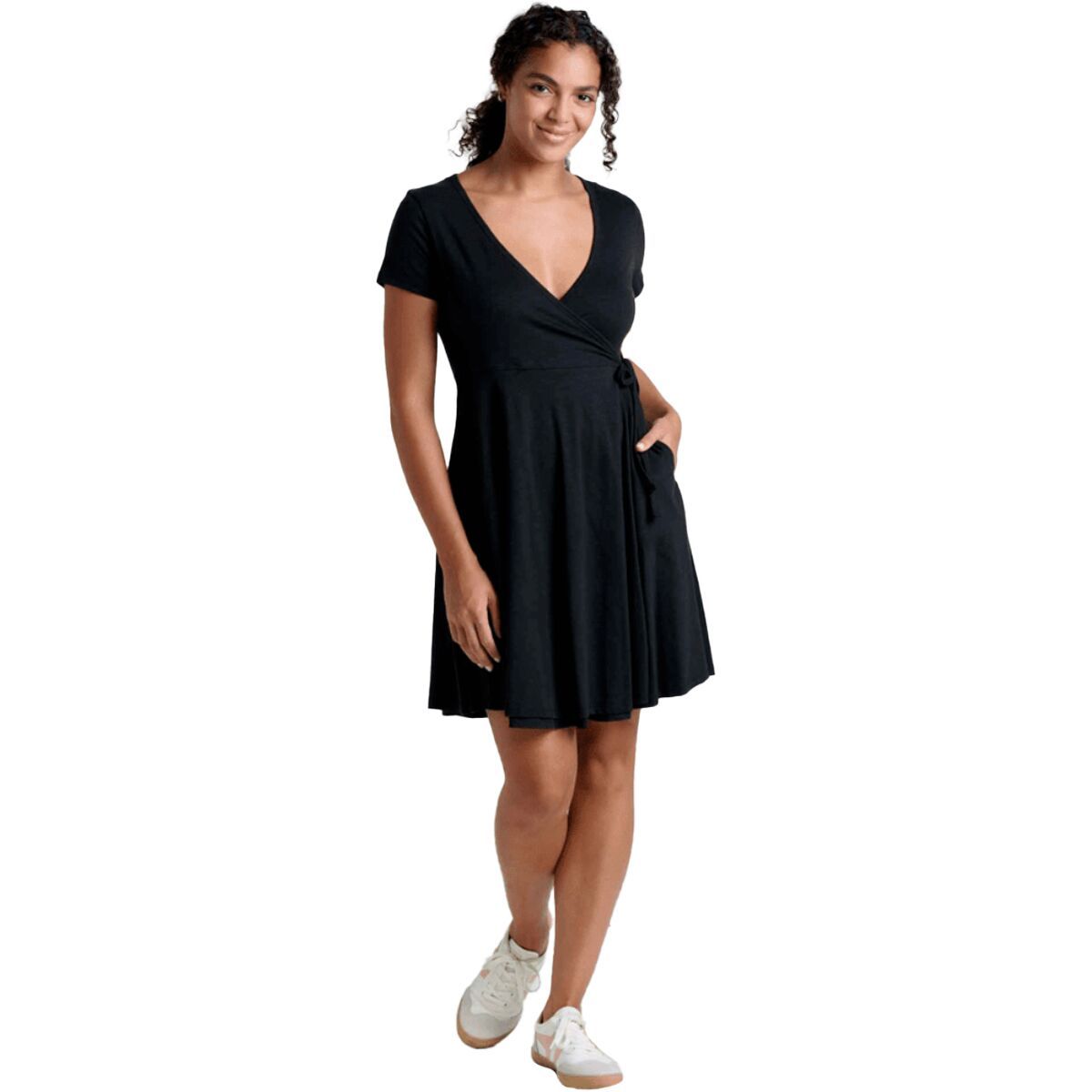 Image of Toad&Co Freesia Wrap Short-Sleeve Dress - Women's Black, S