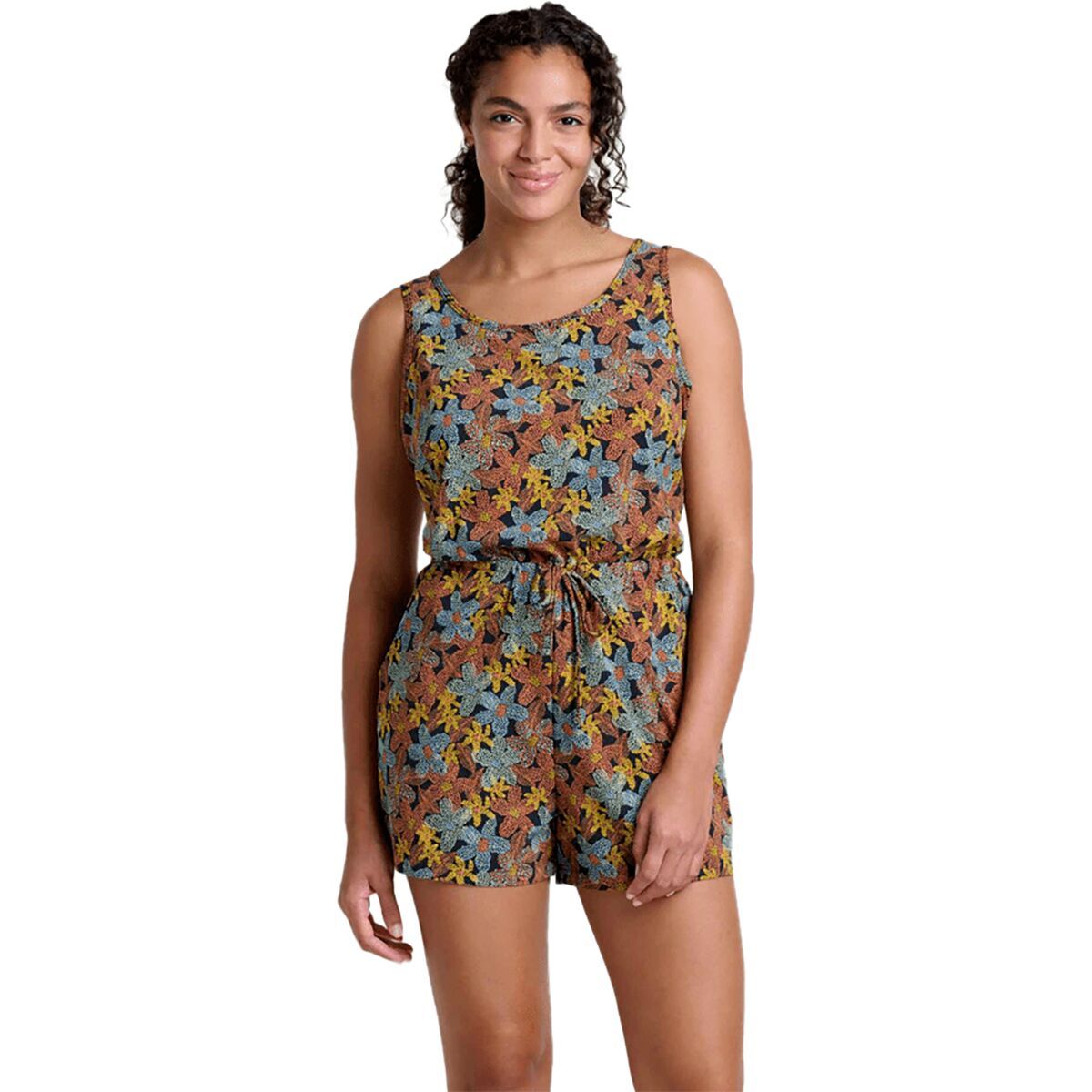 Image of Toad&Co Sunkissed Livvy Sleeveless Romper - Women's Black Floral Dot Print, S