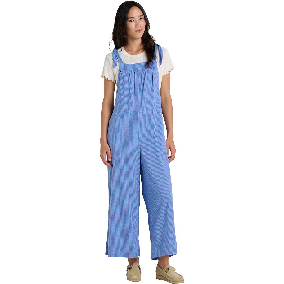Image of Toad&Co Taj Hemp Overall - Women's Blue Jay Railroad Stripe, XS