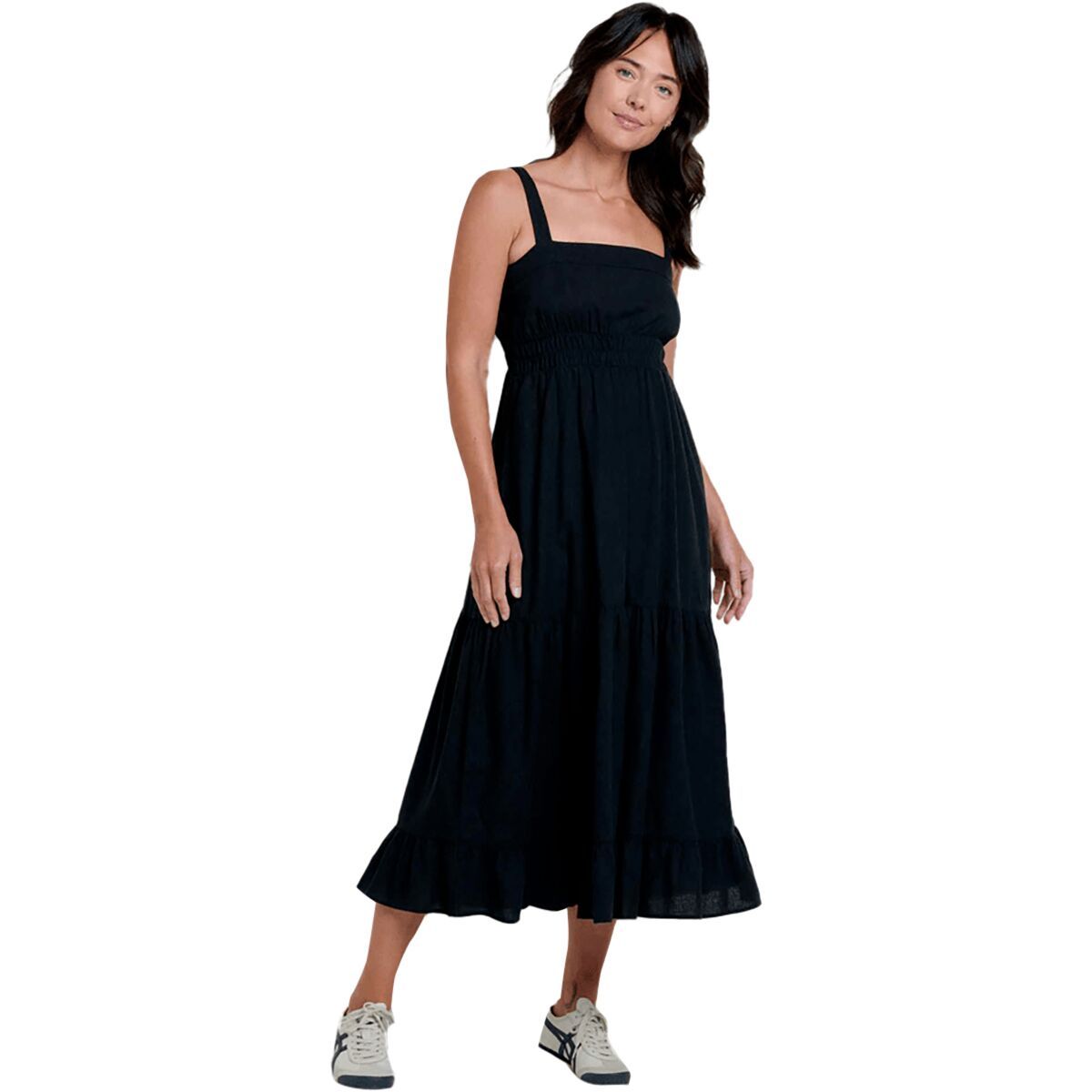 Image of Toad&Co Taj Hemp Tiered Midi Sleeveless Dress - Women's Black, XS