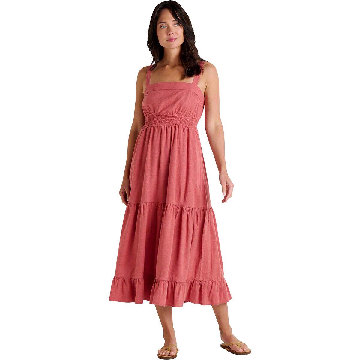 Image of Toad&Co Taj Hemp Tiered Midi Sleeveless Dress - Women's Dusty Cedar, S