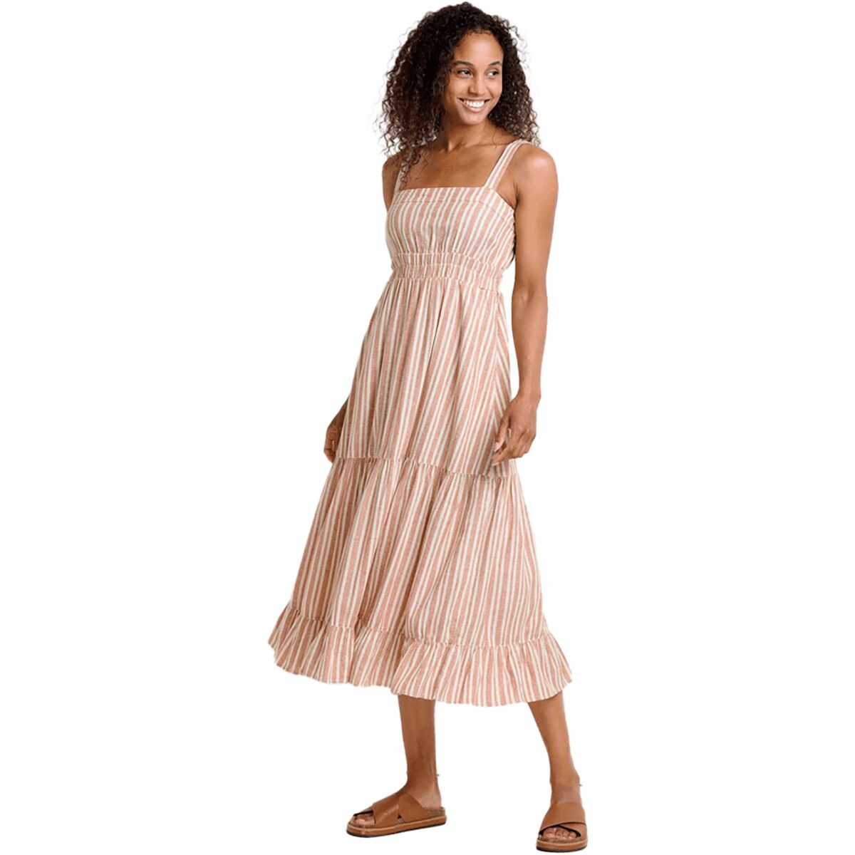 Image of Toad&Co Taj Hemp Tiered Midi Sleeveless Dress - Women's Salt Dobby, L