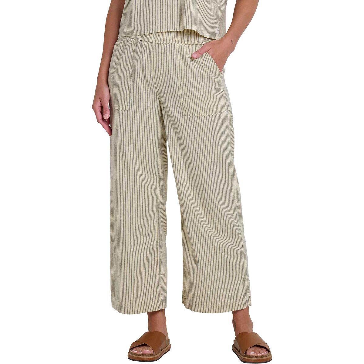 Toad&Co Toad&Co Taj Hemp Wide Leg Pant - Women's Barley Railroad Stripe, S