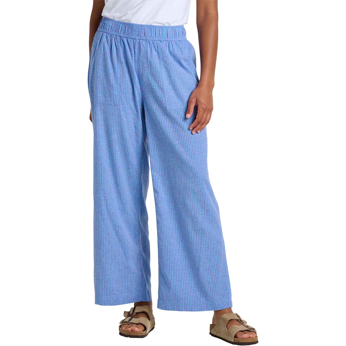 Image of Toad&Co Taj Hemp Wide Leg Pant - Women's Blue Jay Railroad Stripe, XS