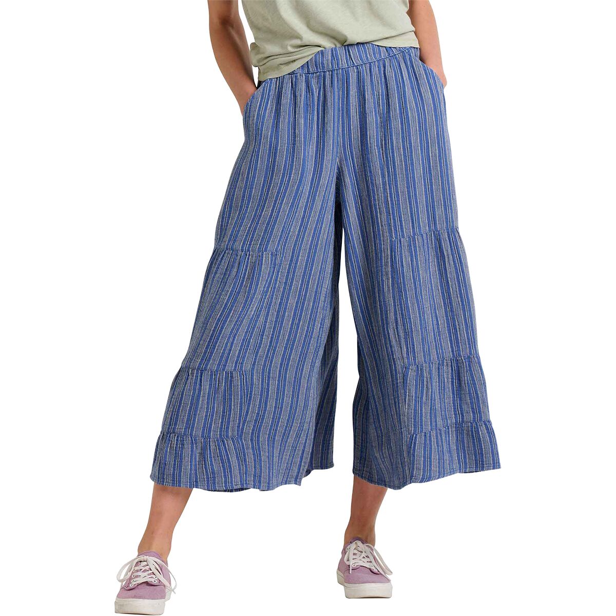 Image of Toad&Co Tate Double Weave Palazzo Pant - Women's Kyanite Stripe, XS