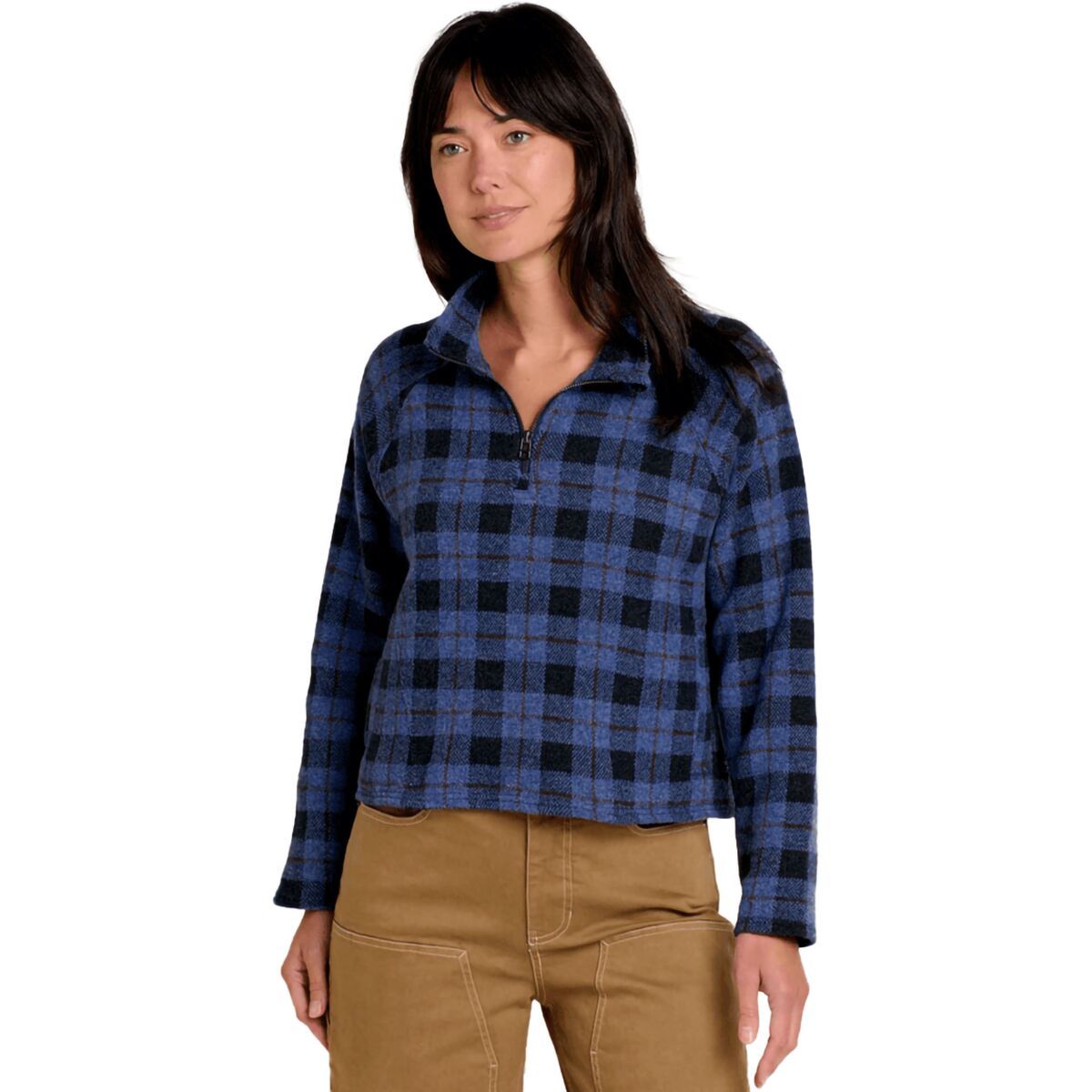 Image of Toad&Co Kennicott 1/4-Zip Pullover - Women's Black Plaid, M