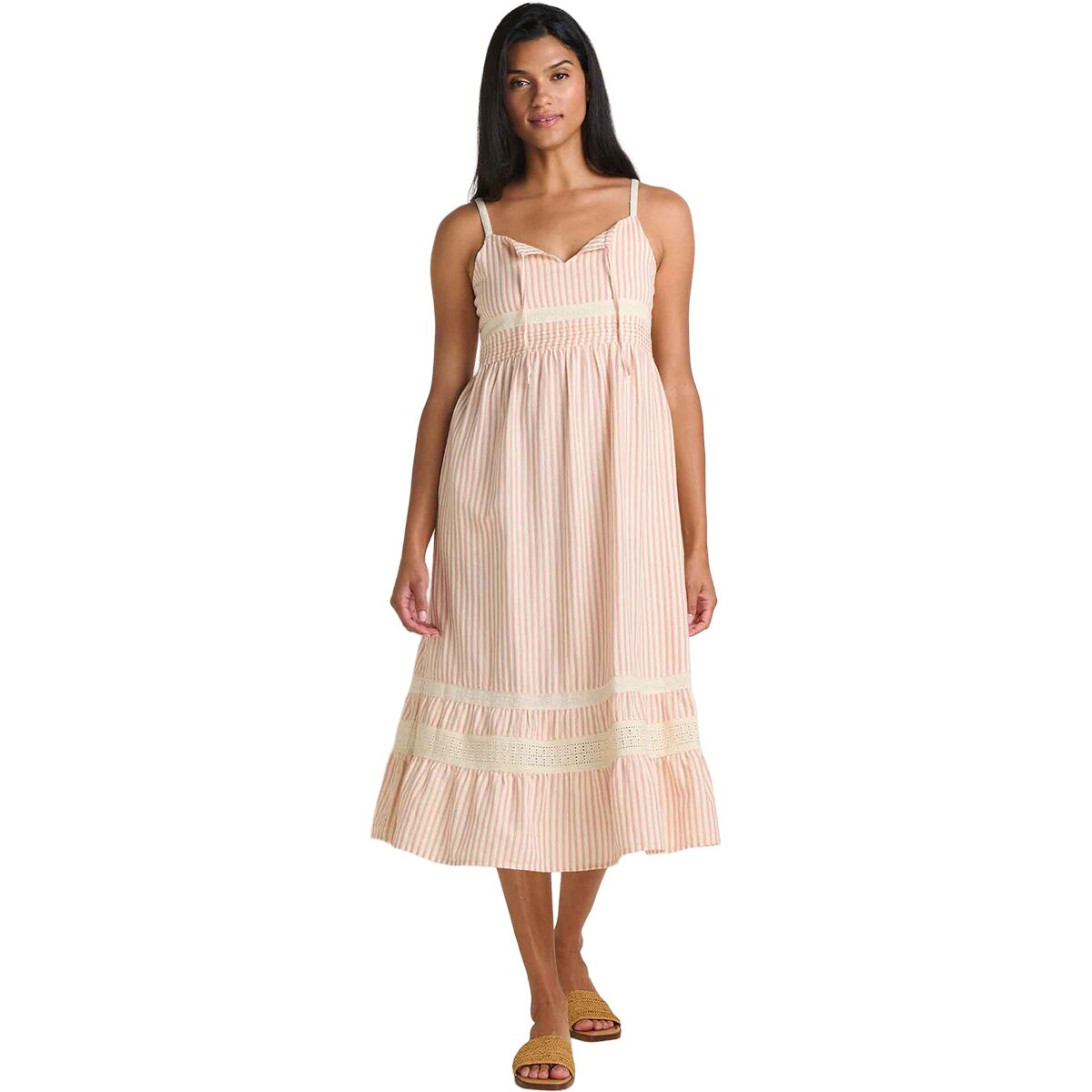 Image of Toad&Co Airscape Tank Midi Dress - Women's Dusty Cedar Stripe Dobby, L