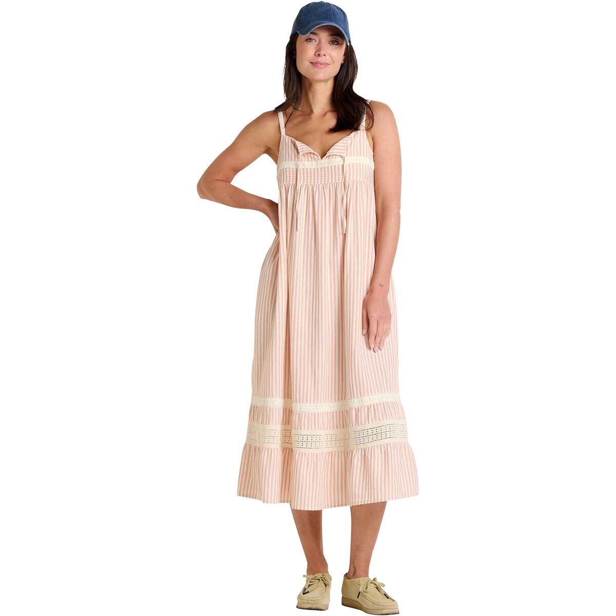 Image of Toad&Co Airscape Tank Midi Dress - Women's Dusty Cedar Stripe Dobby, XL
