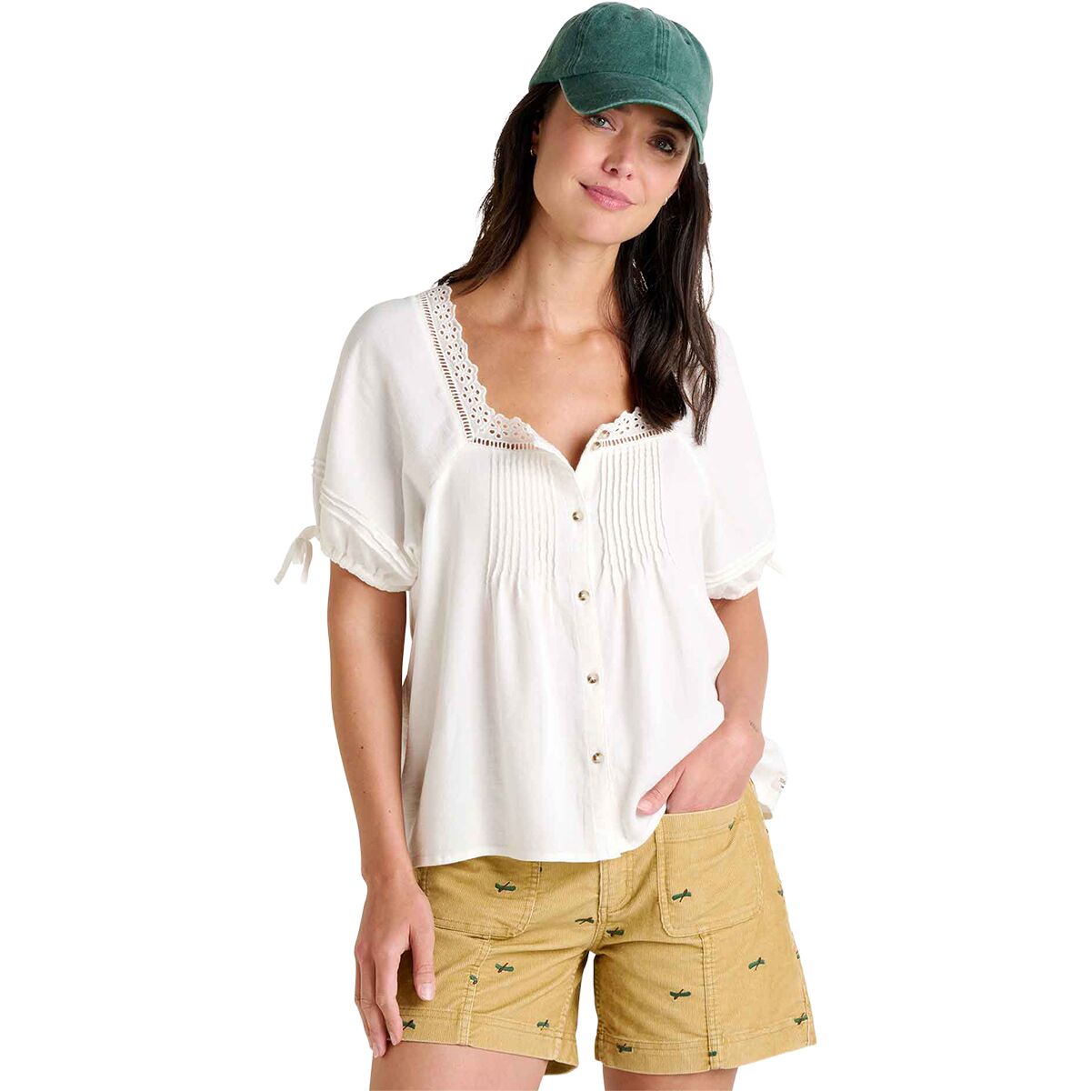 Image of Toad&Co Manzana Peasant Shirt - Women's Egret, S