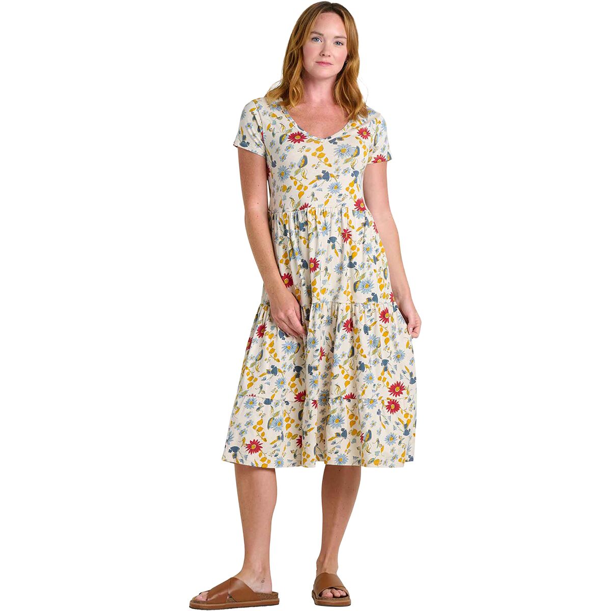 Image of Toad&Co Marley Tiered Midi Dress - Women's Almond Print, XS