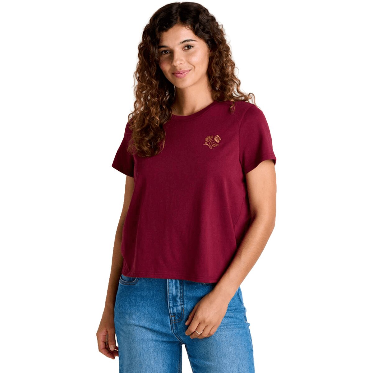 Image of Toad&Co Re-Form Embroidered Crew - Women's Burgundy Embroidery, XS
