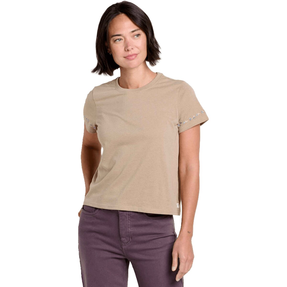 Image of Toad&Co Re-Form Embroidered Crew - Women's Khaki Embroidery, L
