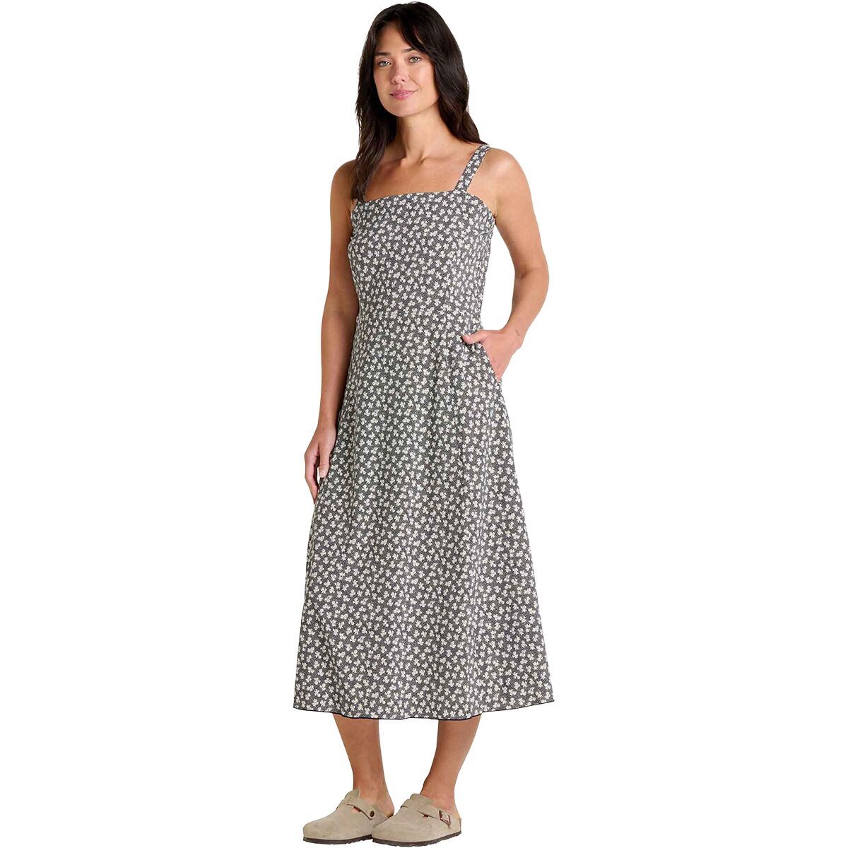 Image of Toad&Co Sunkissed Tank Midi Dress - Women's Black and Salt Print, M