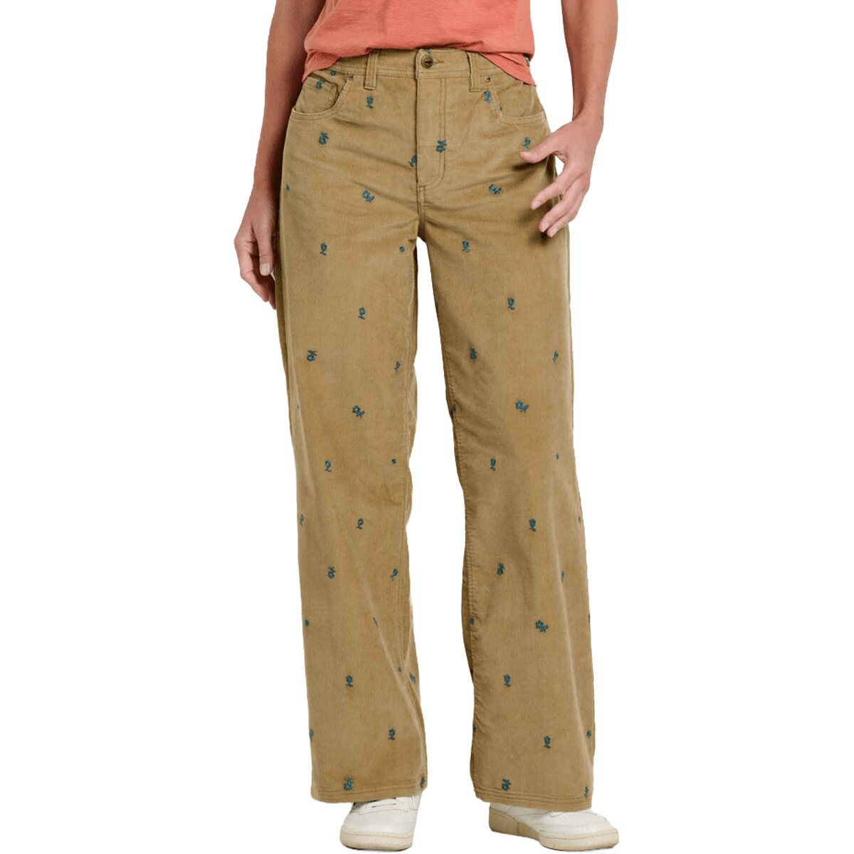 Image of Toad&Co Coaster Cord Wide Leg Embroidered Pant - Women's Honey Brown Embroidery, 10