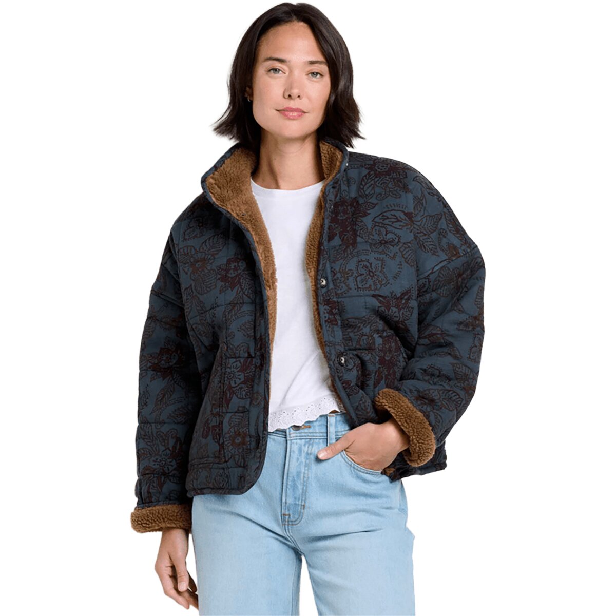 Image of Toad&Co Manzana Quilted Sherpa Jacket - Women's Midnight Floral Print, L