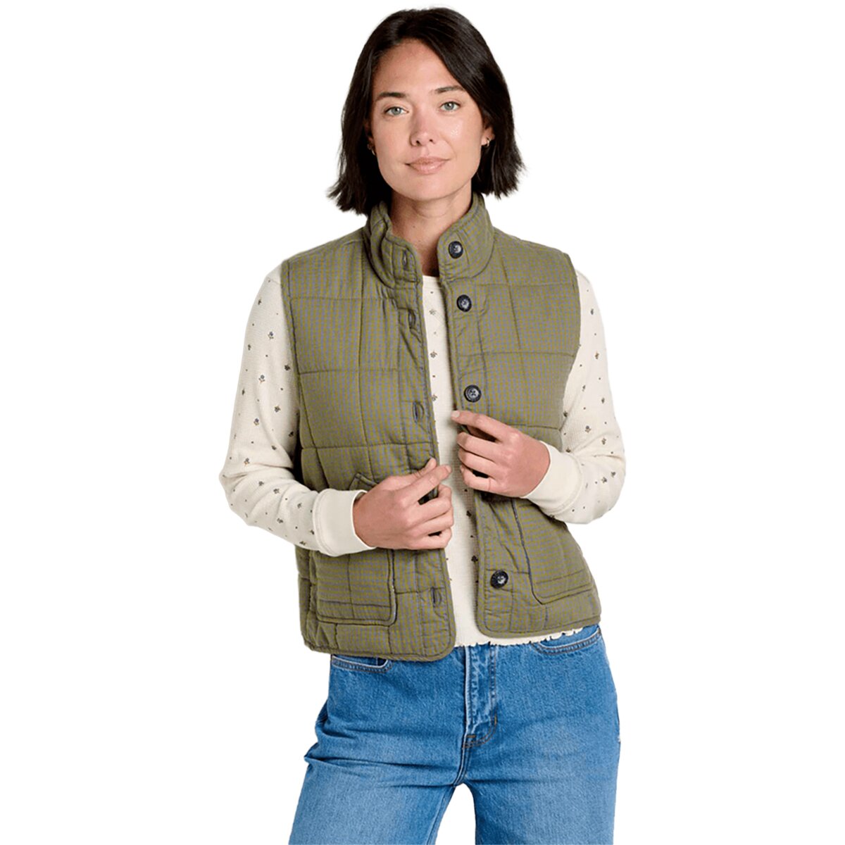Image of Toad&Co Manzana Quilted Vest - Women's Green Moss Pattern, L