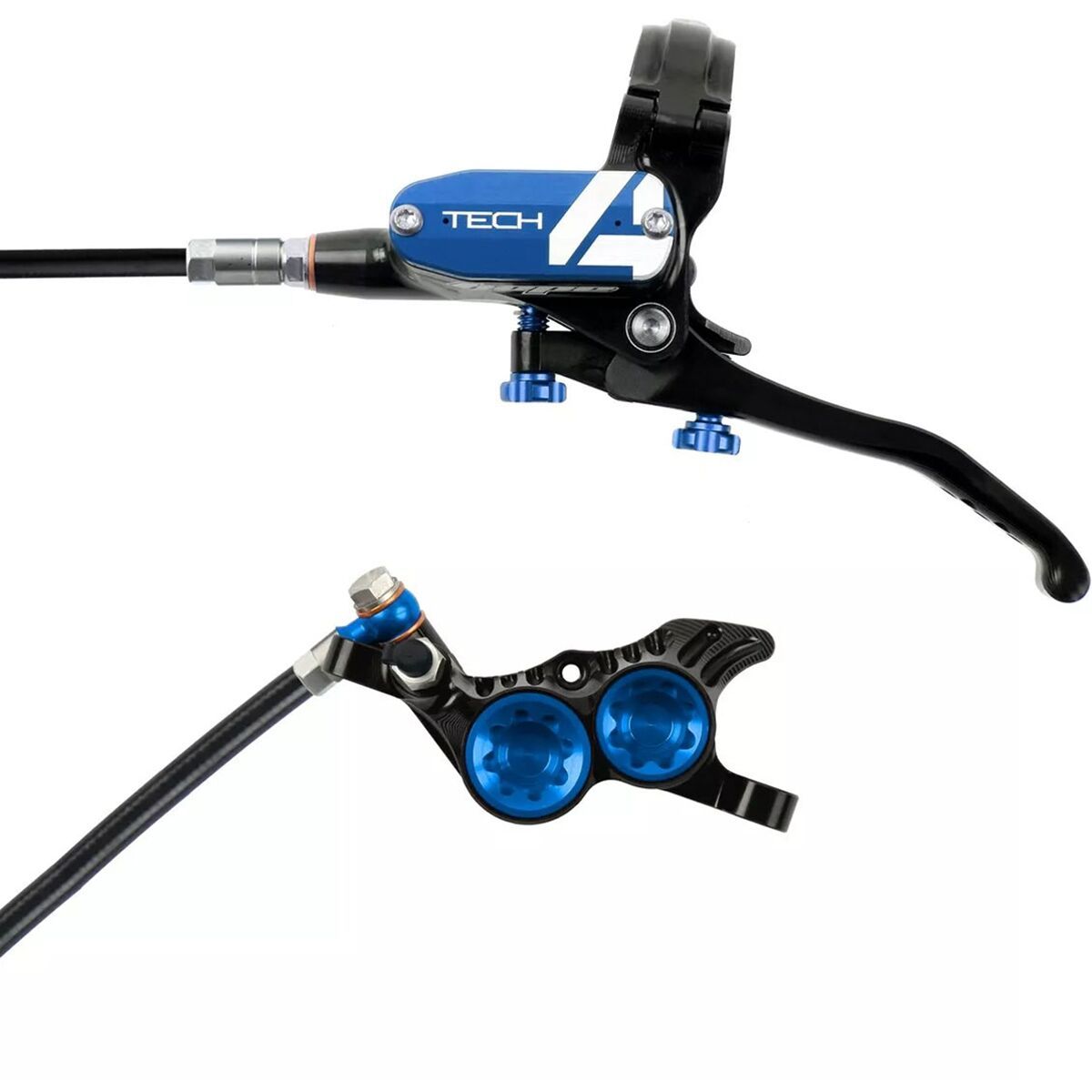Image of Hope Hope Tech 4 V4 Disc Brake and Lever Set Blue, Rear