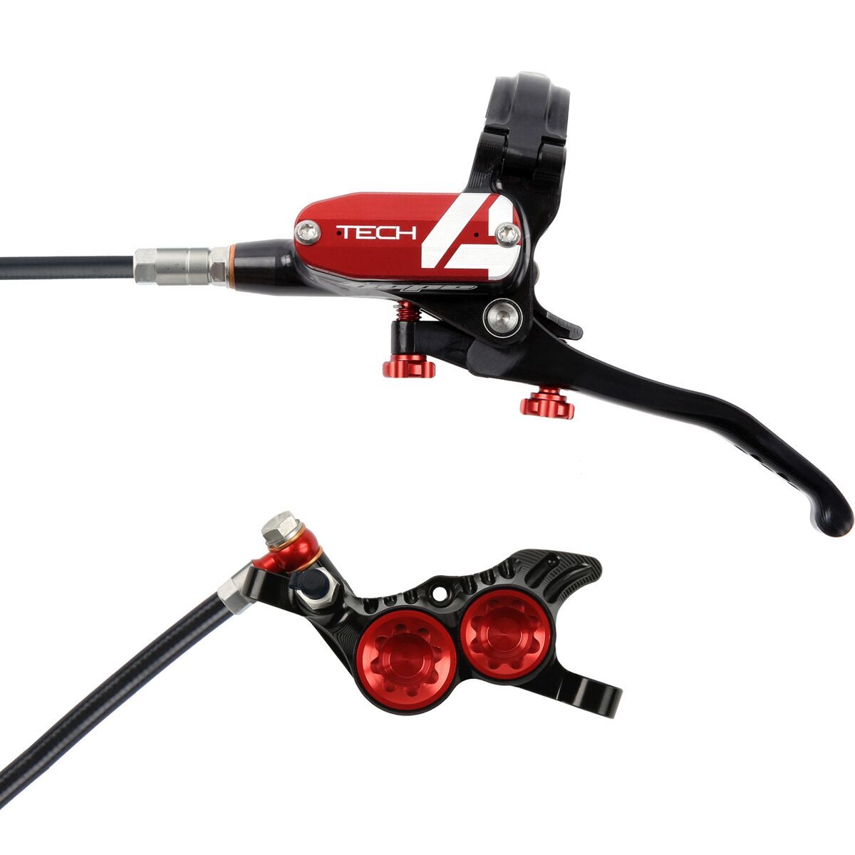 Image of Hope Hope Tech 4 V4 Disc Brake and Lever Set Red, Rear