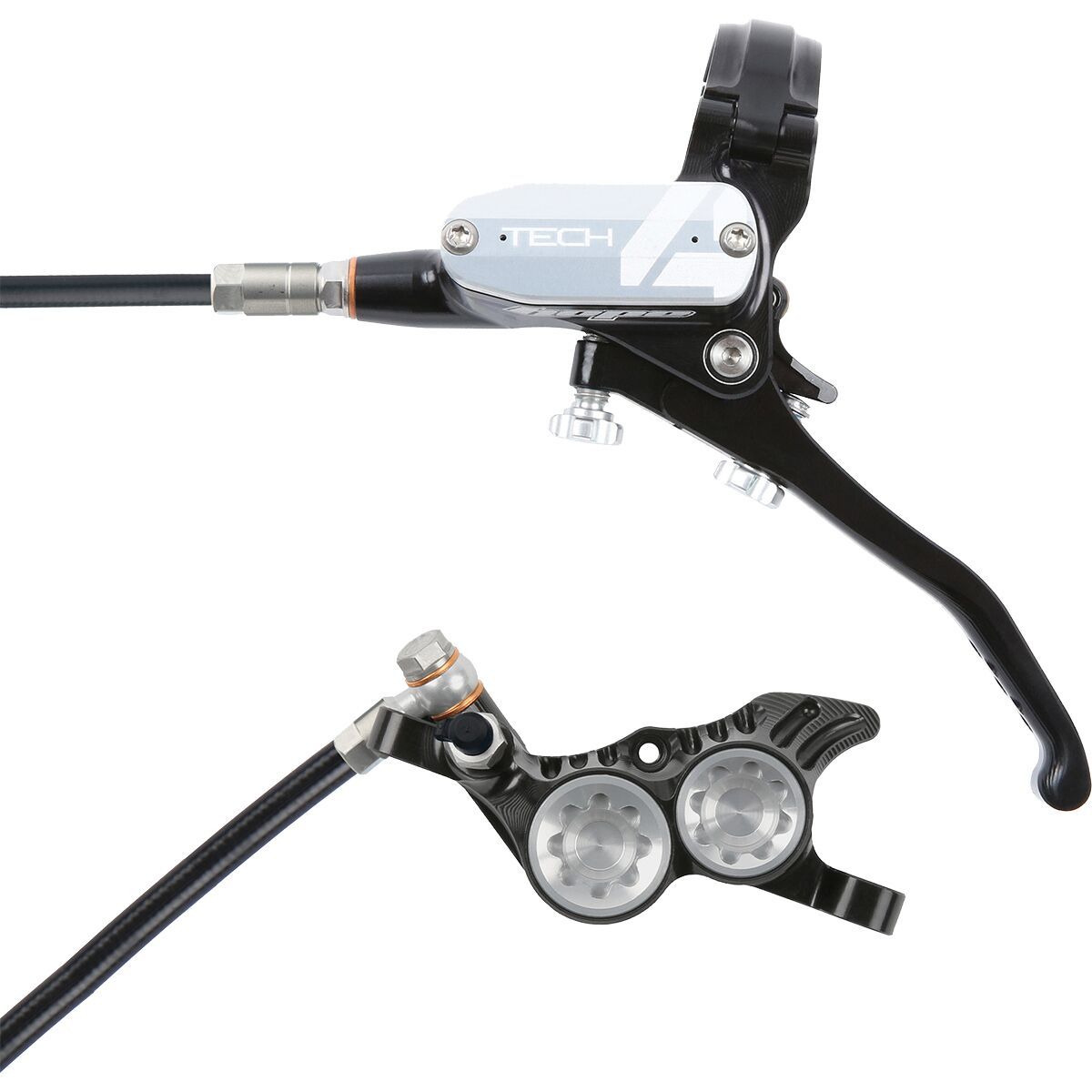 Image of Hope Hope Tech 4 V4 Disc Brake and Lever Set Silver, Rear
