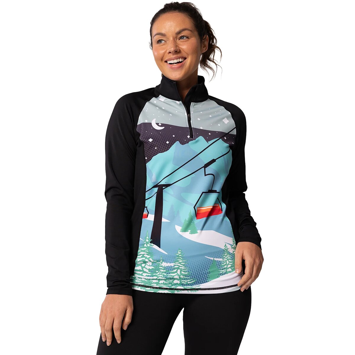 Image of Hot Chilly's Micro-Elite Chamois Premium Zip-T - Women's Gondola, S
