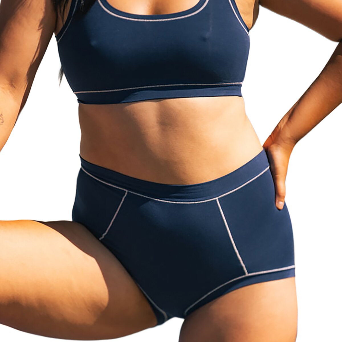 Image of Huha Merrow Stitch Brief Underwear - Women's NavyWhite, M