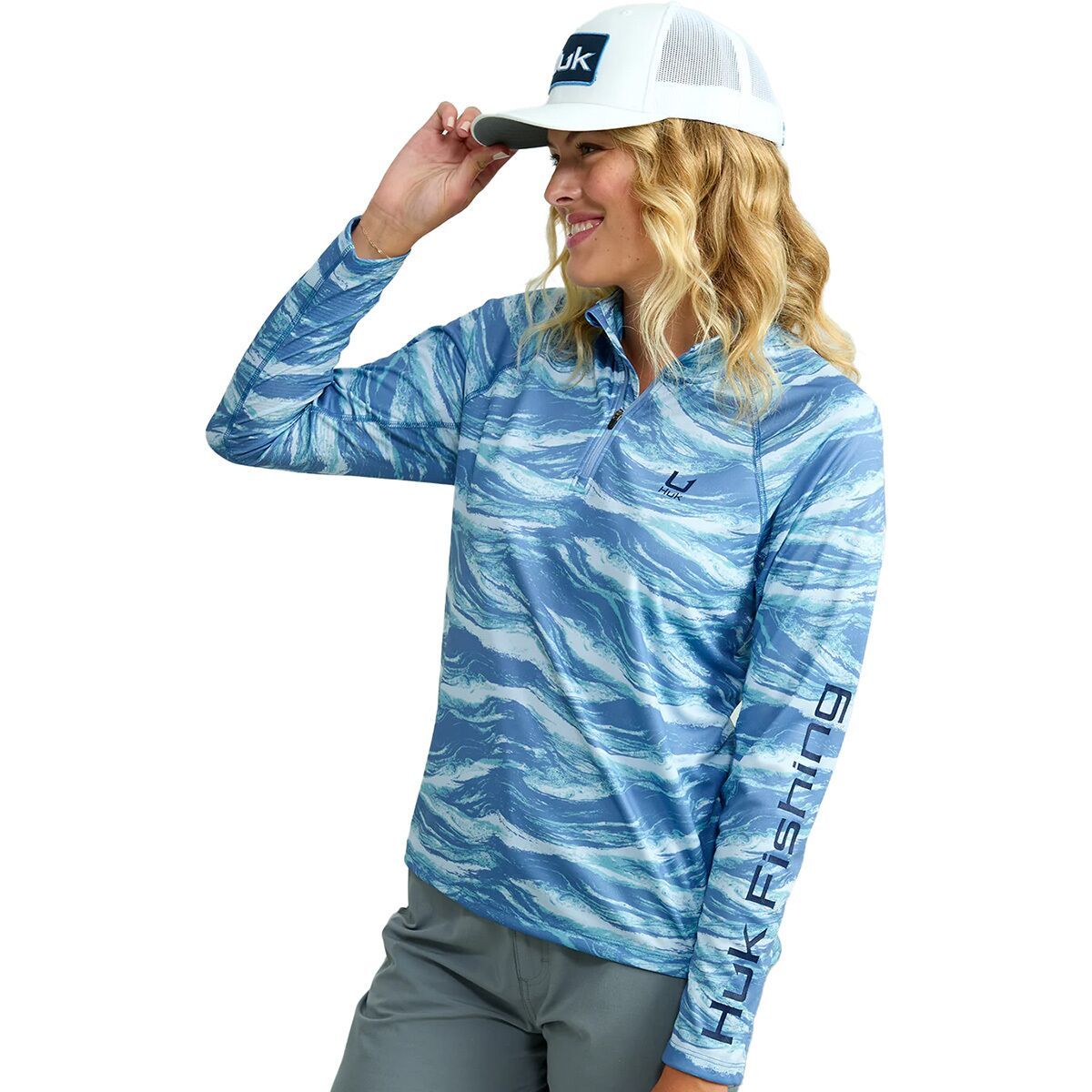 Huk Huk Icon Printed 1/4-Zip Top - Women's Ice Water, S