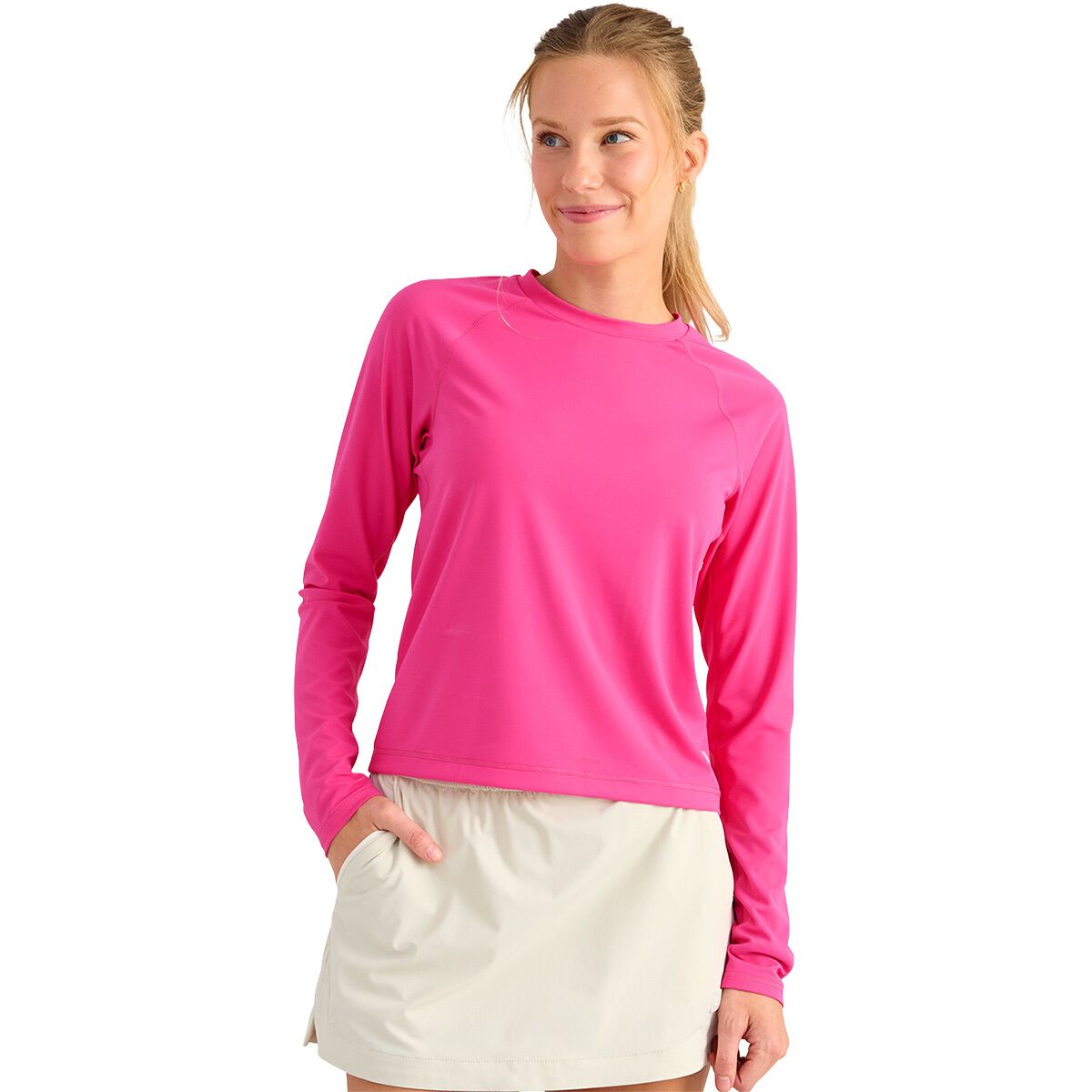 Image of Huk Sunup Long-Sleeve Crew - Women's Fuchsia Splash, M