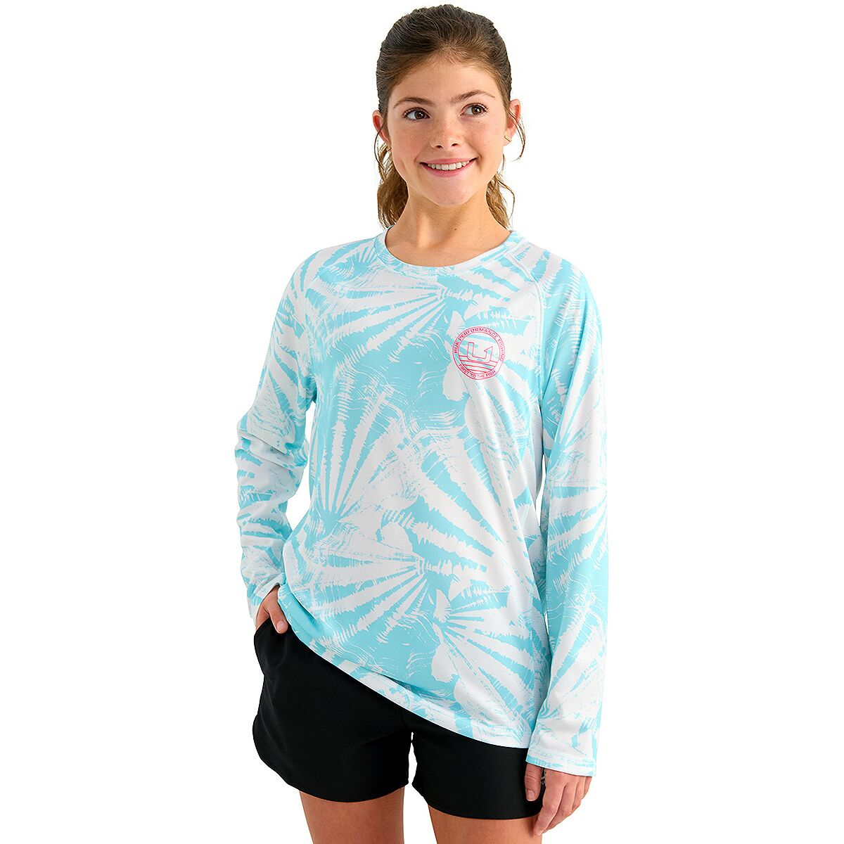Image of Huk Pursuit Printed Long-Sleeve Crew - Kids' Caicos, XL