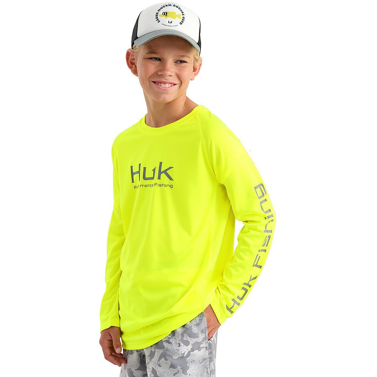 Image of Huk Pursuit Solid Top - Kids' Neon Yellow, XS