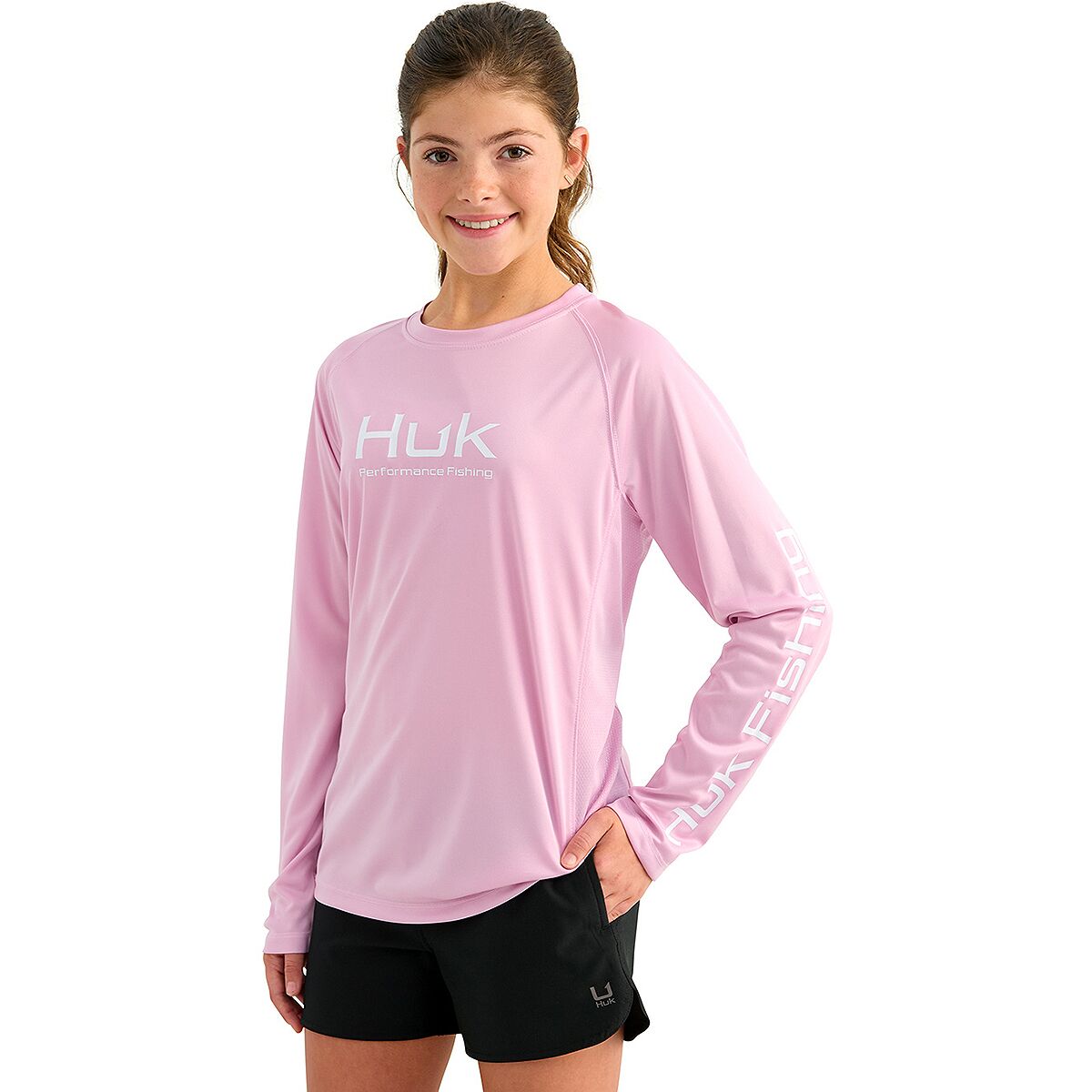 Image of Huk Pursuit Solid Top - Kids' Oleander, XL