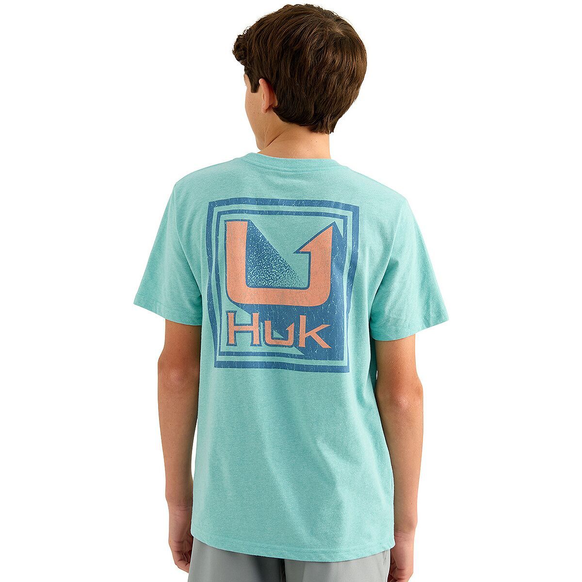 Image of Huk Rising Huk T-Shirt - Boys' Mrn Blue Hthr, XS