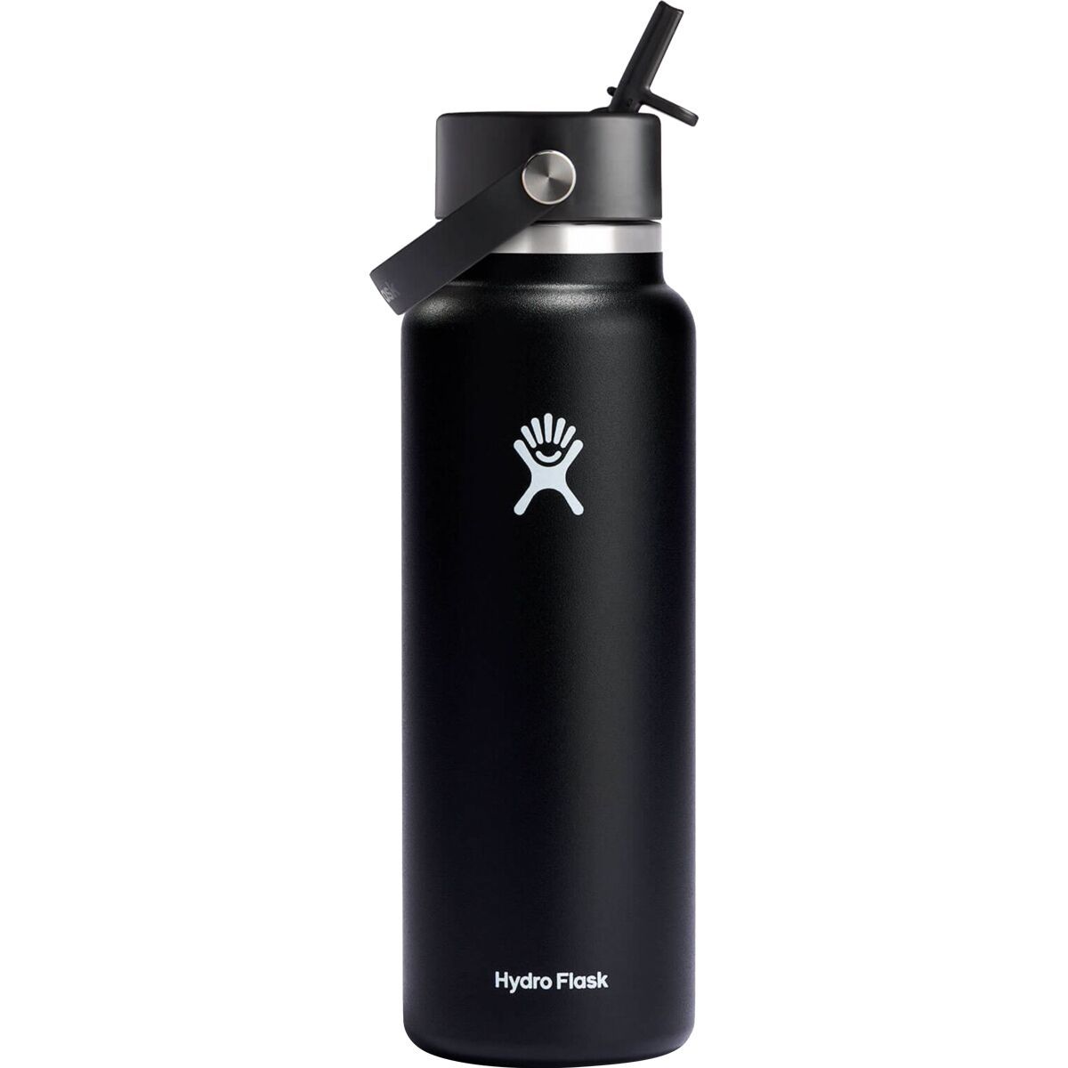 Image of Hydro Flask 40oz Wide Mouth Water Bottle + Flex Straw Cap Black, One Size