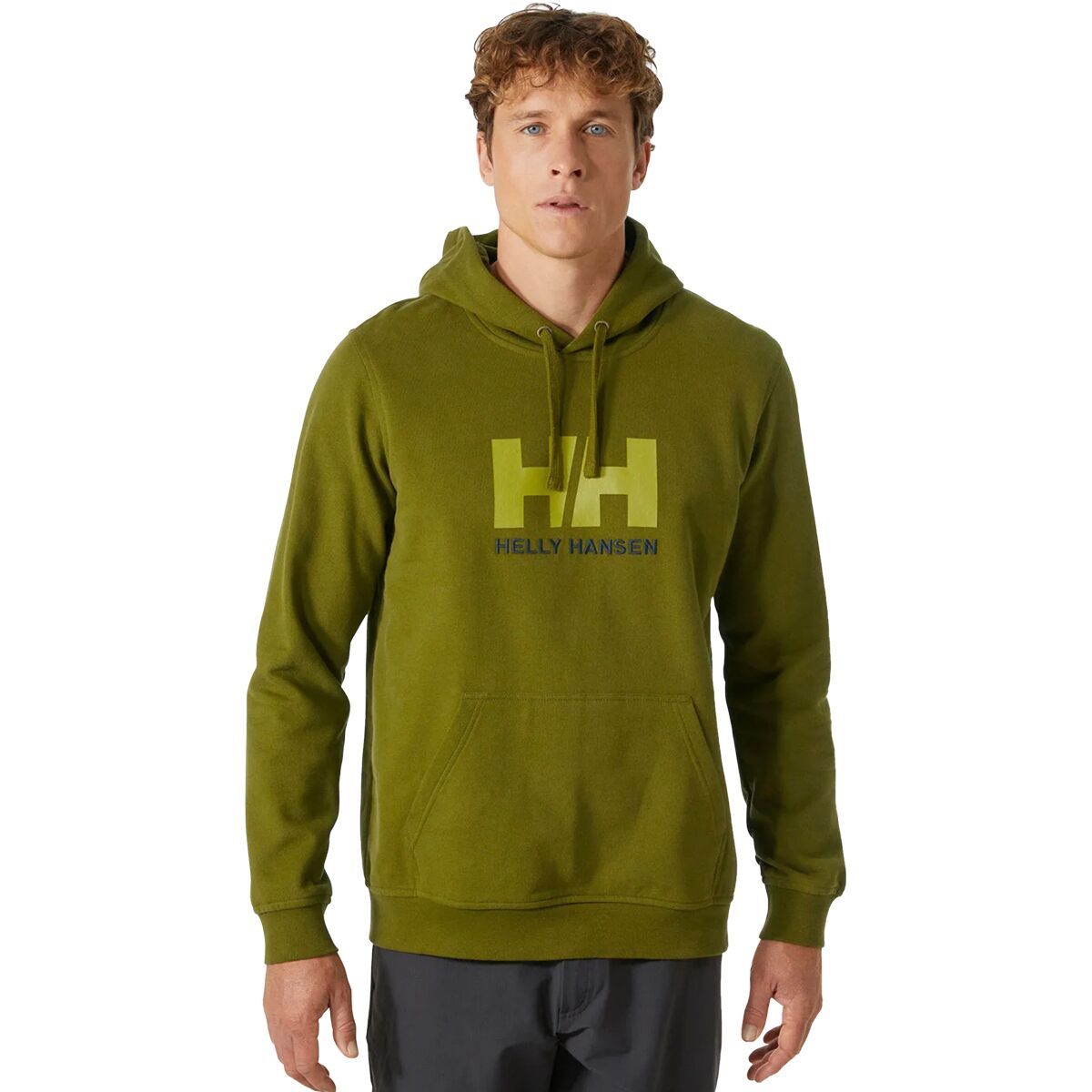 Helly Hansen Logo Pullover Hoodie - Men's Olive Green, L