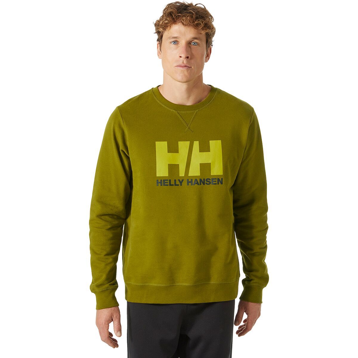 Helly Hansen Logo Crew Sweatshirt - Men's Olive Green, 3XL
