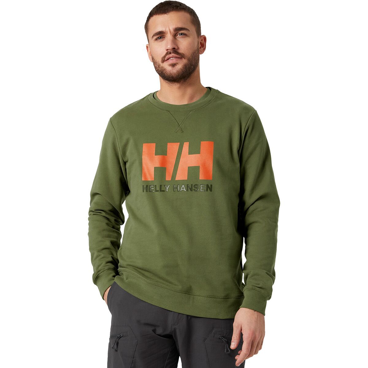 Helly Hansen Logo Crew Sweatshirt - Men's Terrain Green, L