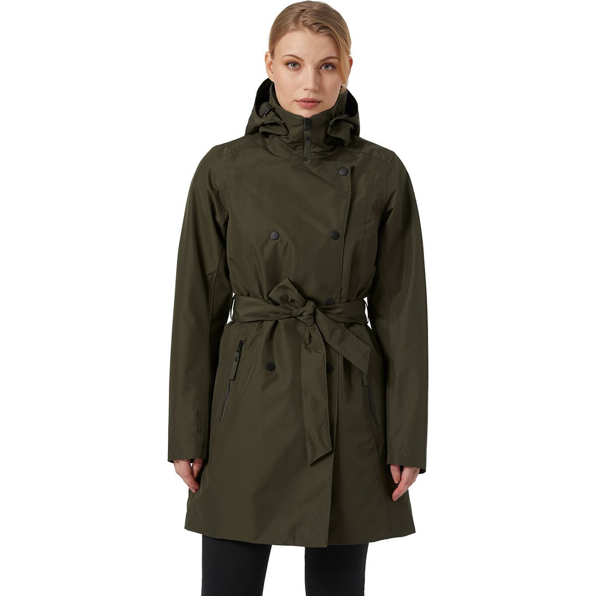 Water-Resistant Tie-Belt Trench Coat for Women