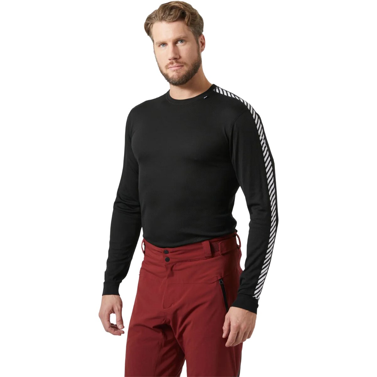 Image of Helly Hansen Lifa Stripe Crew Top - Men's Black, M