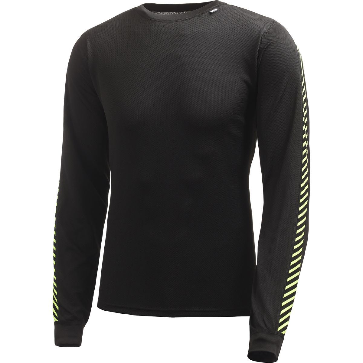 Helly Hansen Lifa Stripe Crew Top - Men's Black/High Viz Yellow, XS