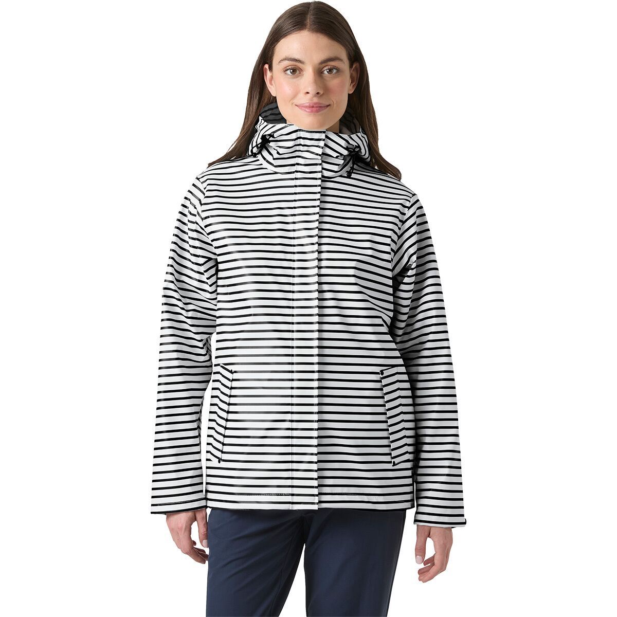 Image of Helly Hansen Moss Jacket - Women's White Navy Stripe, XL