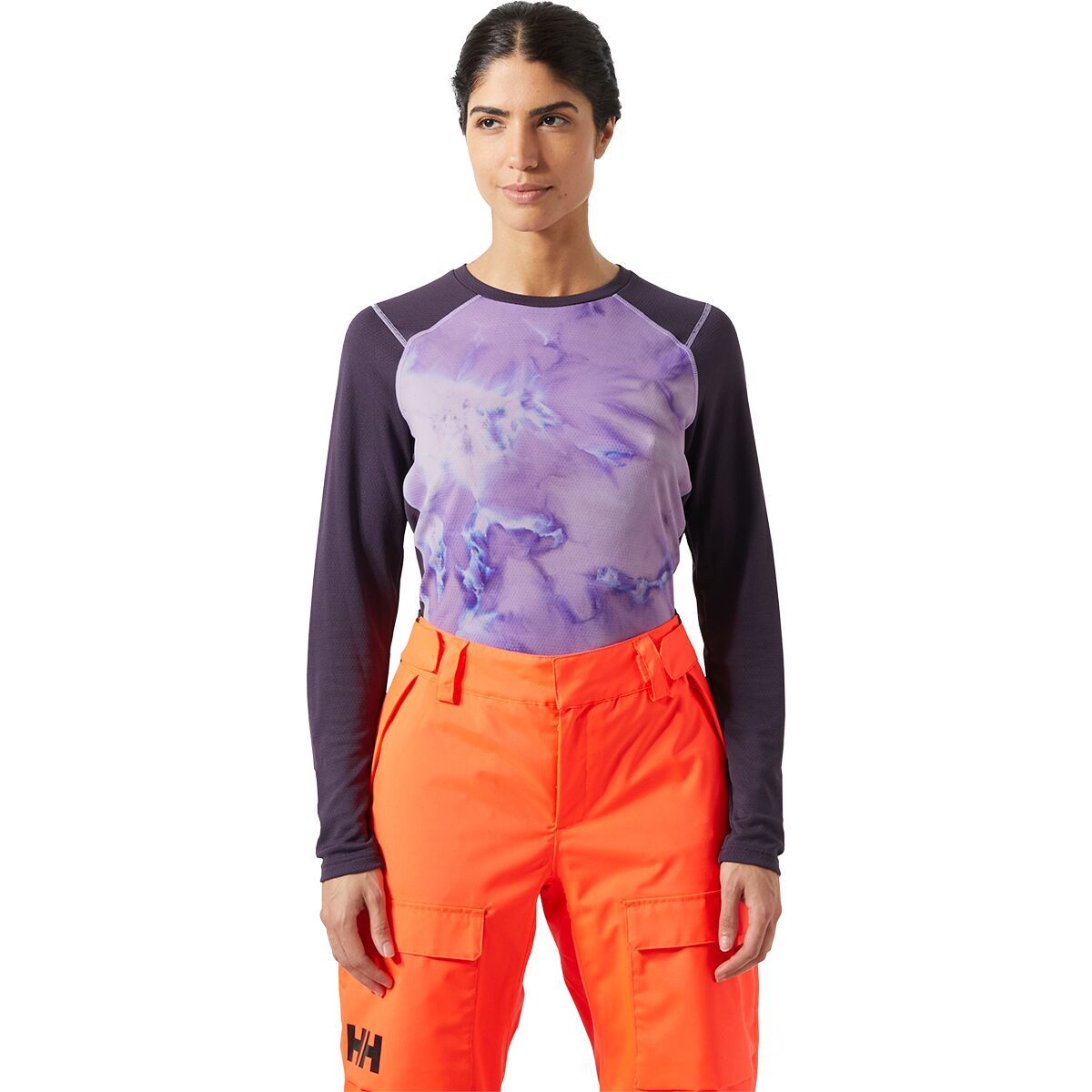 Image of Helly Hansen Lifa Active Crew Top - Women's Black Grape Color Max Aop, S