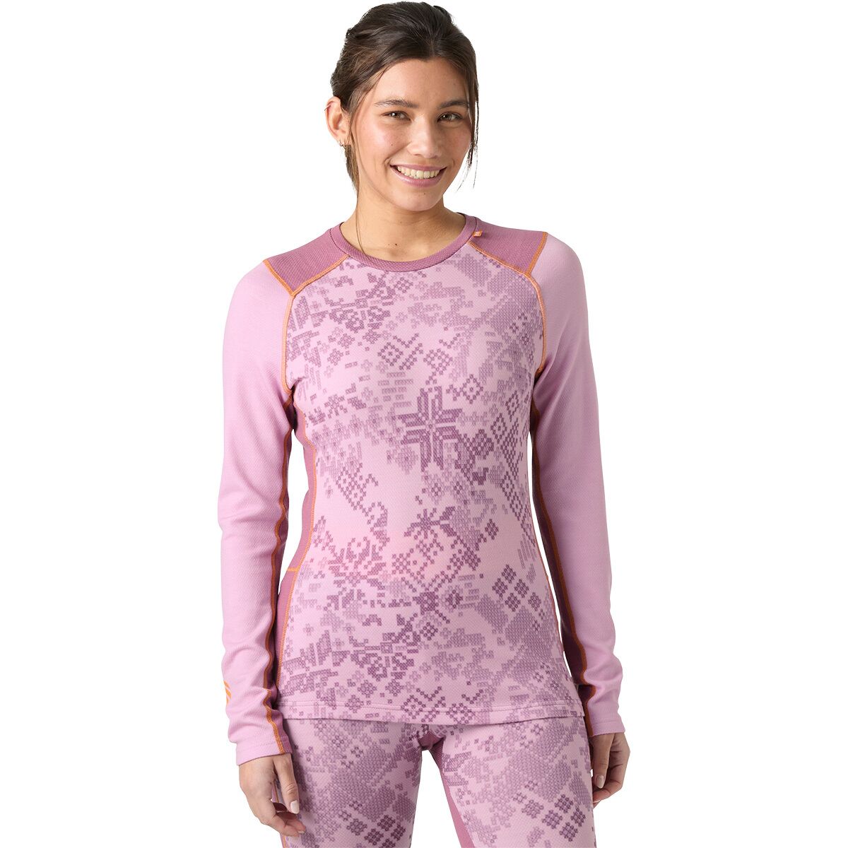 Image of Helly Hansen Lifa Merino Midweight Graphic Top - Women's Cherry Blossom, M